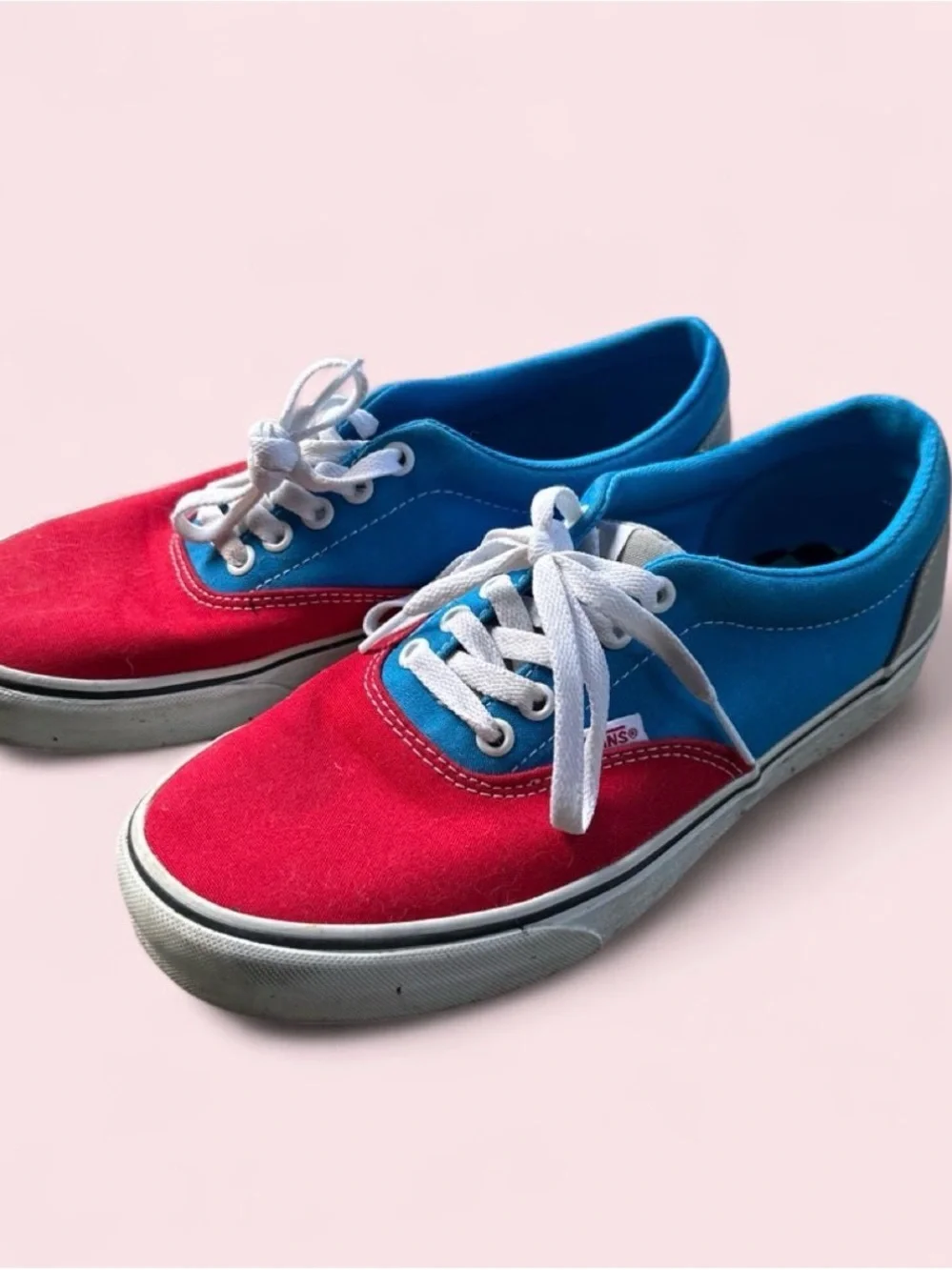 Vans Two-Tone Blue and Red Low-Top Sneakers
